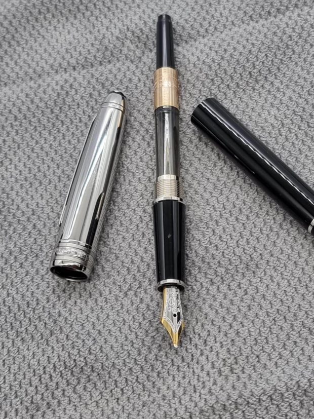 Montblanc 144 Solitaire Doue Steel Cap Fountain Pen - 18k Medium Nib - Image 6